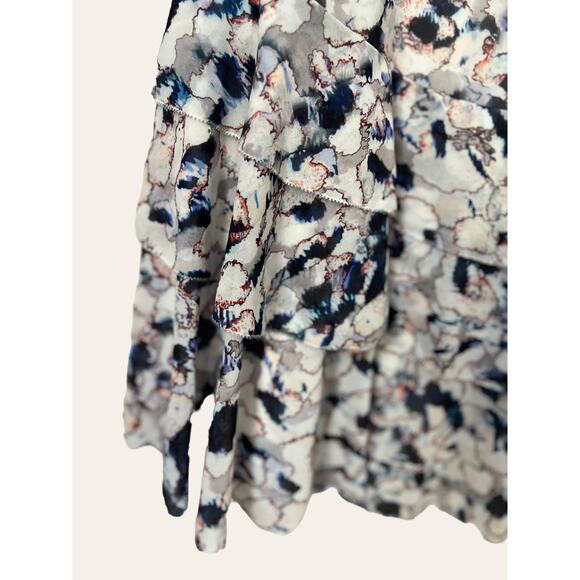 Reiss Annah Tiered Abstract Floral Watercolor Cap Sleeve A-Line Dress Size 6 - Picture 5 of 11